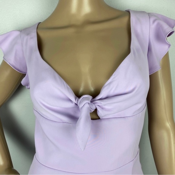 AMANDA UPRICHARD PURPLE RUFFLE SLEEVE MIDI DRESS - Picture 3 of 11